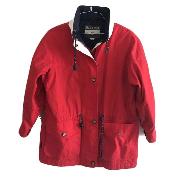Pacific Trail | Mens Size S Red Parka Jacket Full Zip Hidden Hoodie Drawstring - Picture 1 of 12